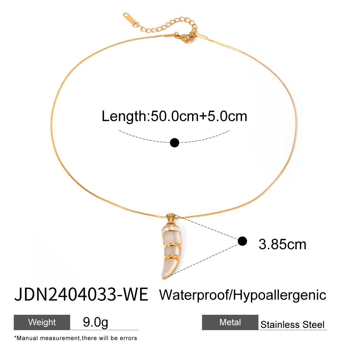 JDN2404033-GN Ivory Pendant with Cat's Eye Stainless Steel Necklace