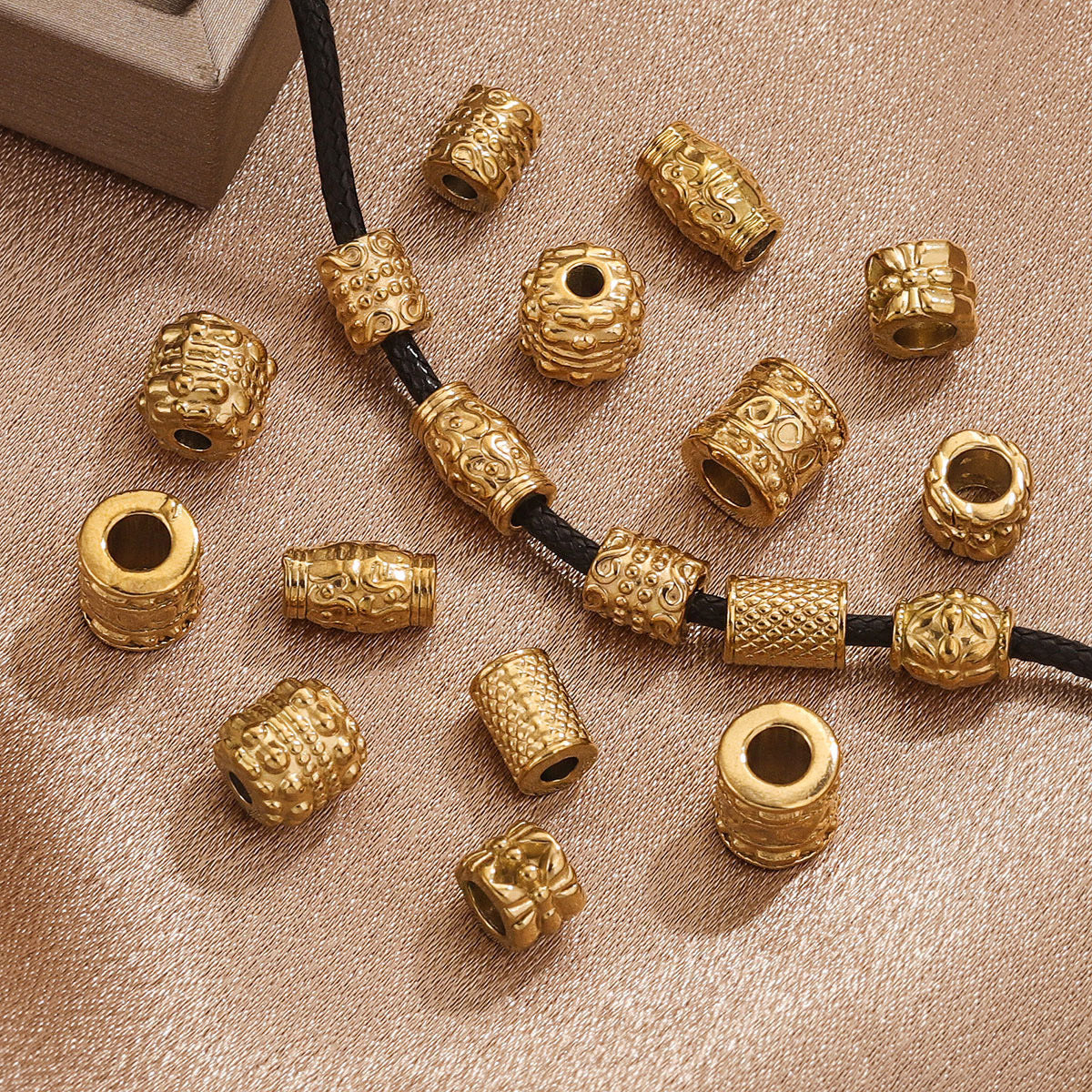 SPC49 Spacer Charms Beads Donut Barrel Carved Shape Beads for DIY Bracelet