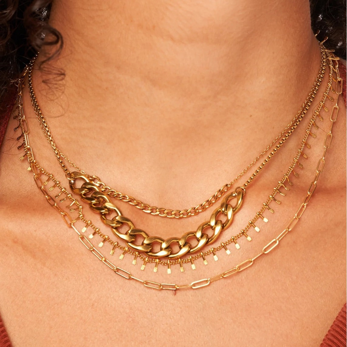 JDN21418 Stainless Steel Chain Necklace O ring Chain Necklace for Women