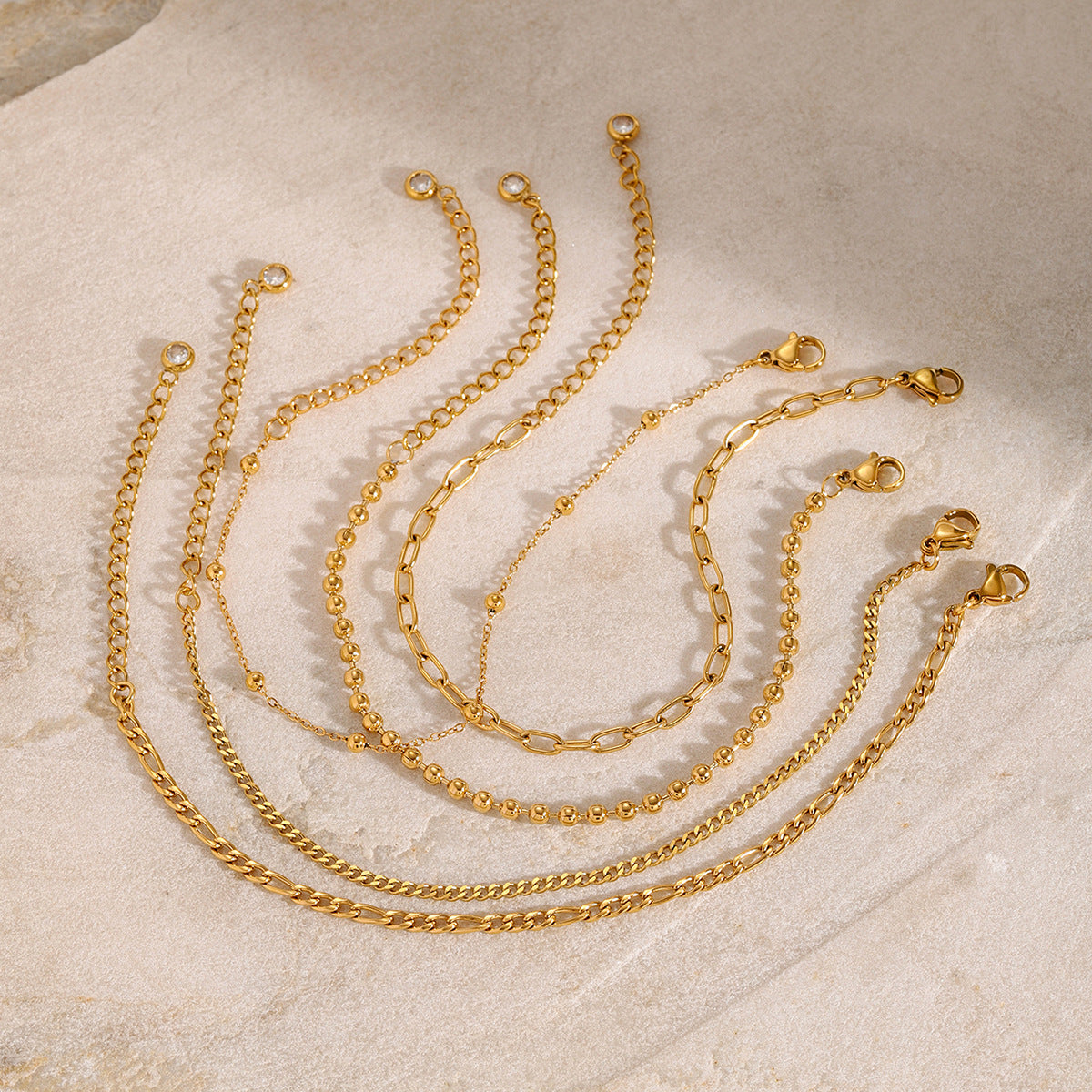 JDB2409030 Stainless Steel Beaded Simple Style Chain Bracelet for Women