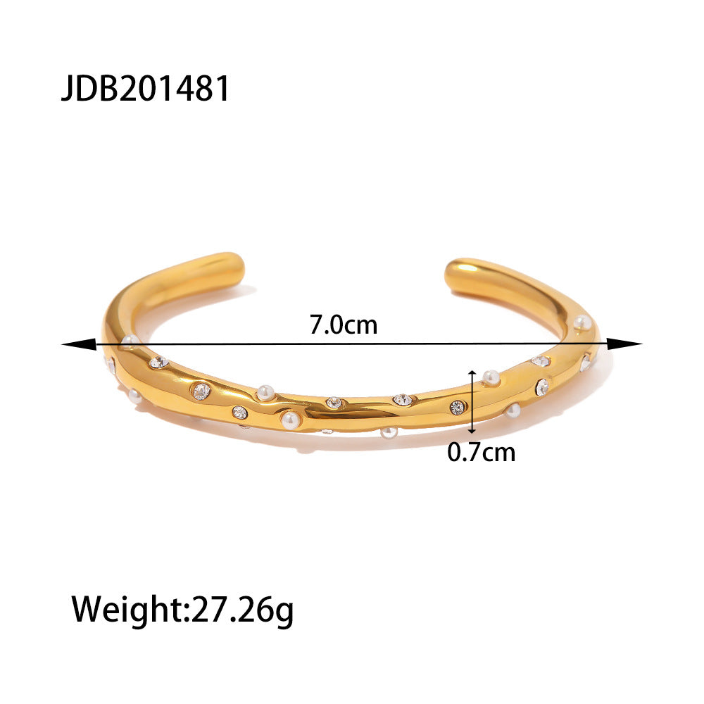 JDB201489 Stainless Steel Bangle for Women 18k Gold Plated Bangle Bracelet