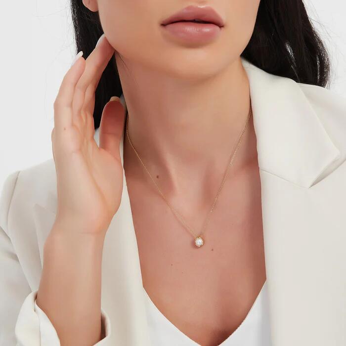 JDN21373 Pearl Necklace Stainless Steel Waterproof Chain Necklace for Women