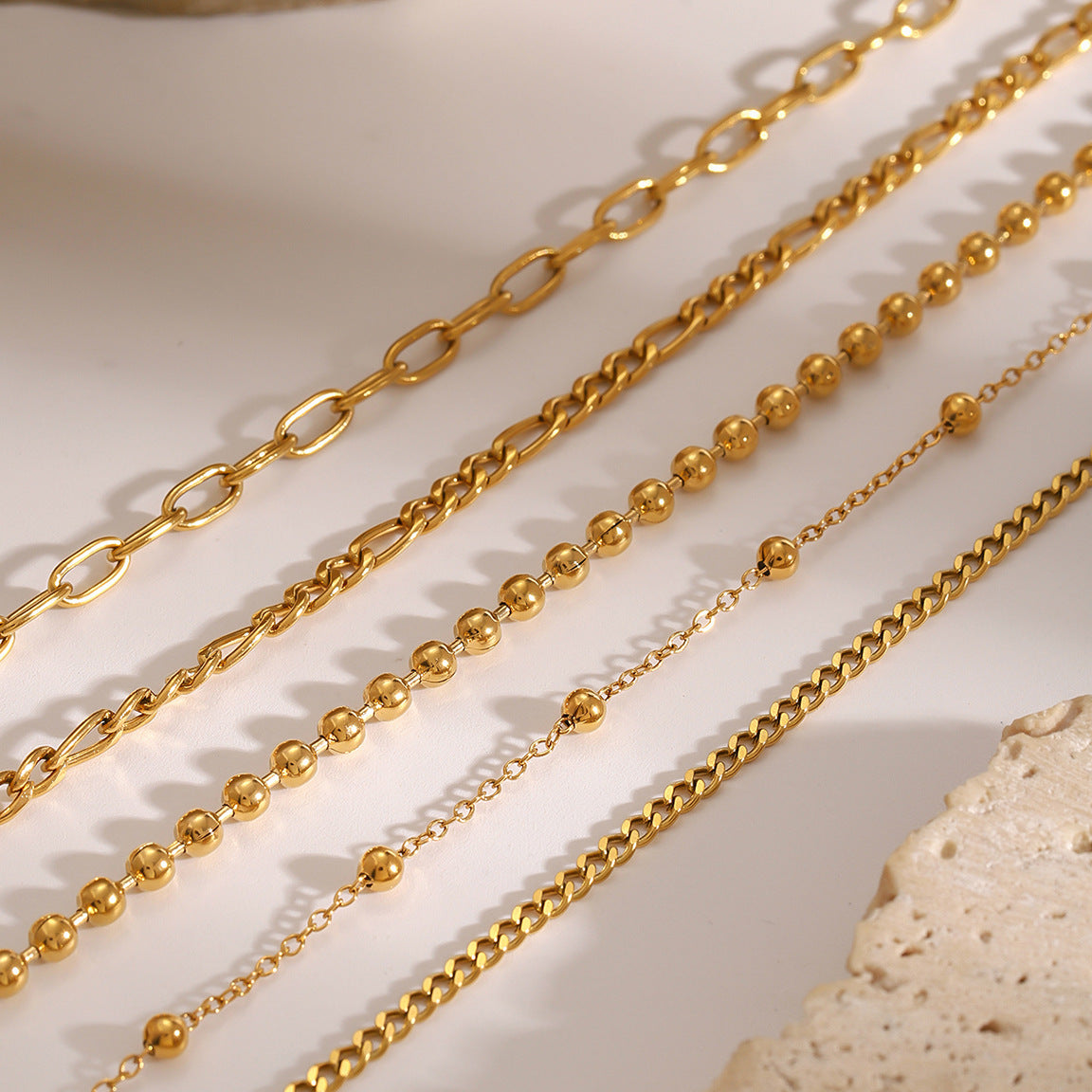 JDB2409030 Stainless Steel Beaded Simple Style Chain Bracelet for Women