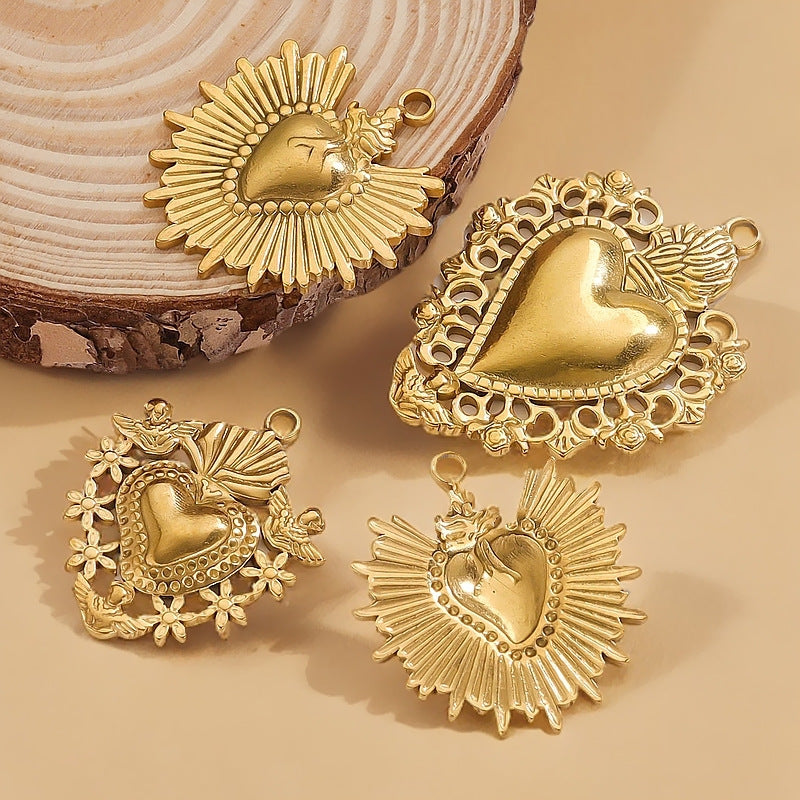 PD22 Vintage Heart Metal Pendant Stainless Steel