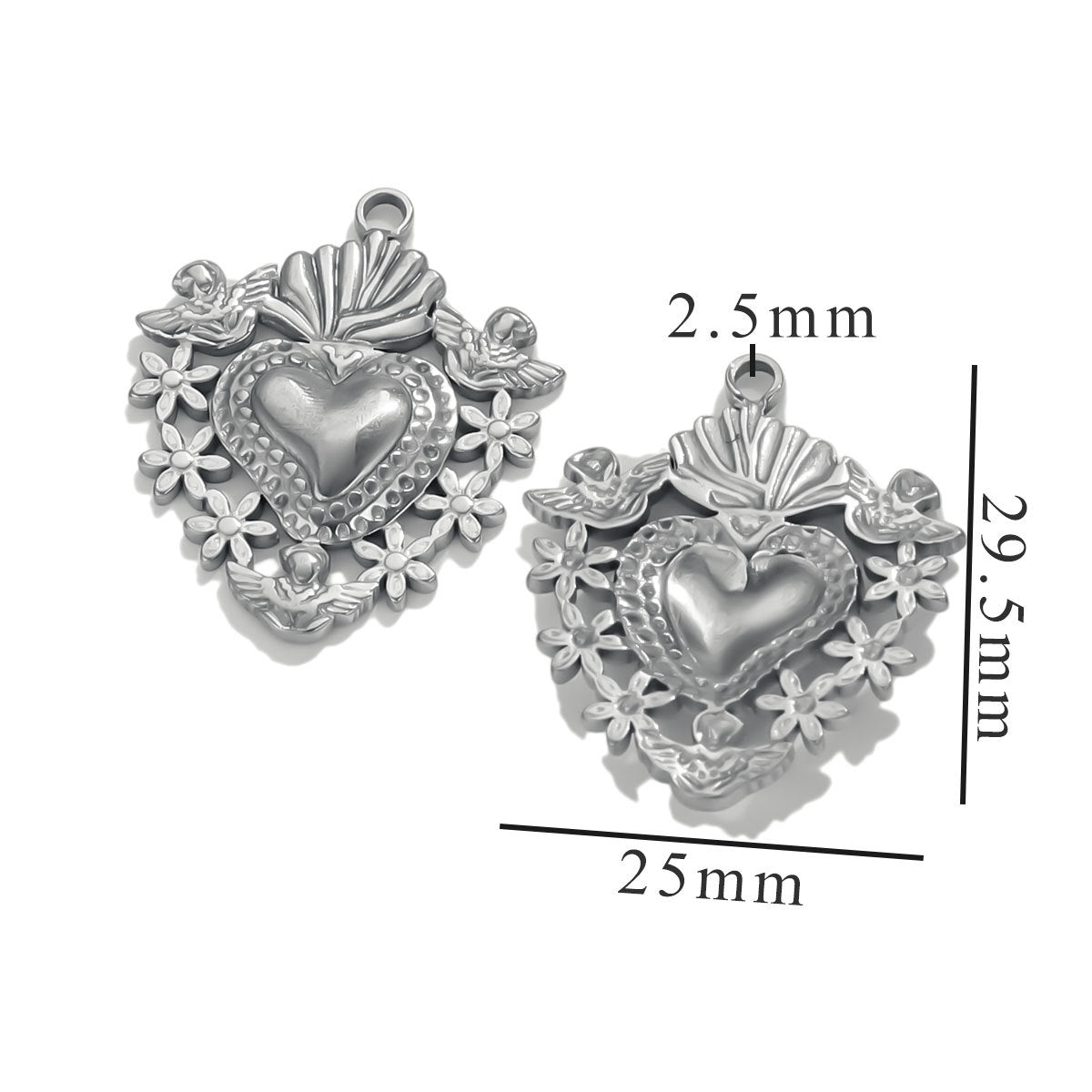 PD22 Vintage Heart Metal Pendant Stainless Steel