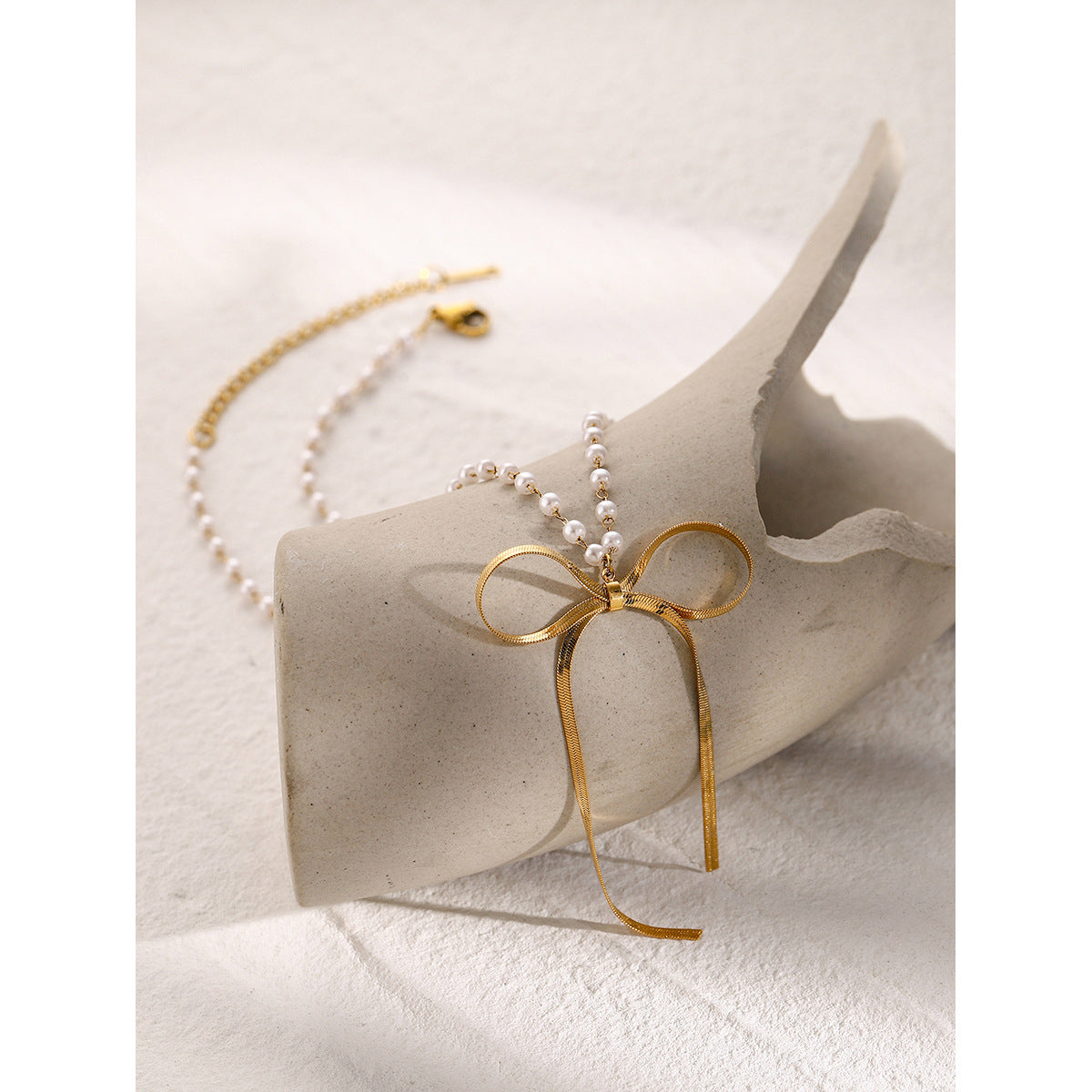 JDNW2401019 Bow Tie Pendant Stainless Steel Necklace Waterproof Chain Necklace