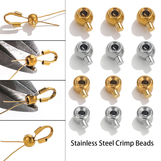 CB05 Crimp Beads Stopper Beads Stainless Steel Beads for DIY Jewelry Bracelet and Necklaced Accesories