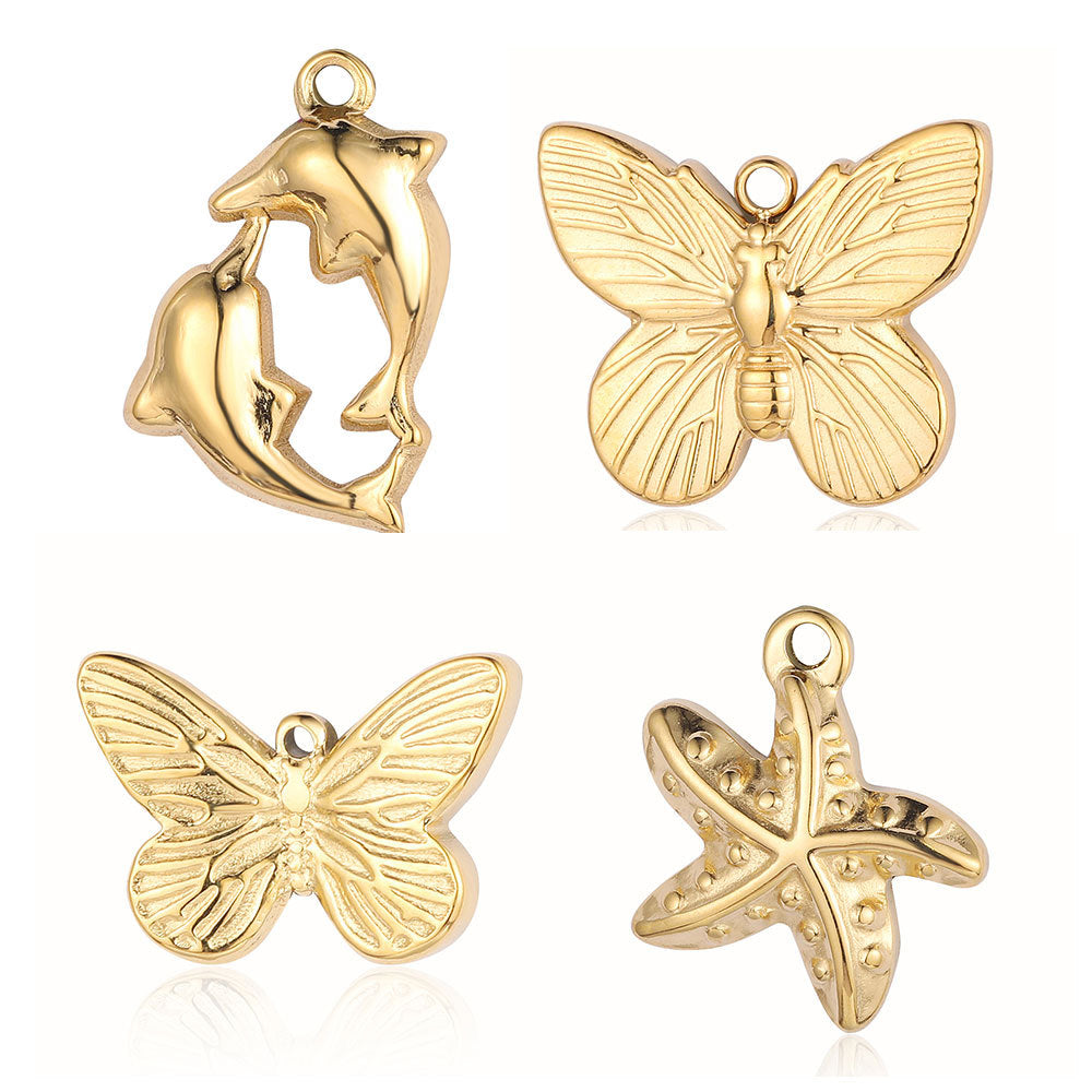 PD03 Pendant Dolphin Snake Butterfly Star Fish Sea Horse Mermaid Tail Pendant for DIY Necklace Bracelet Accessories