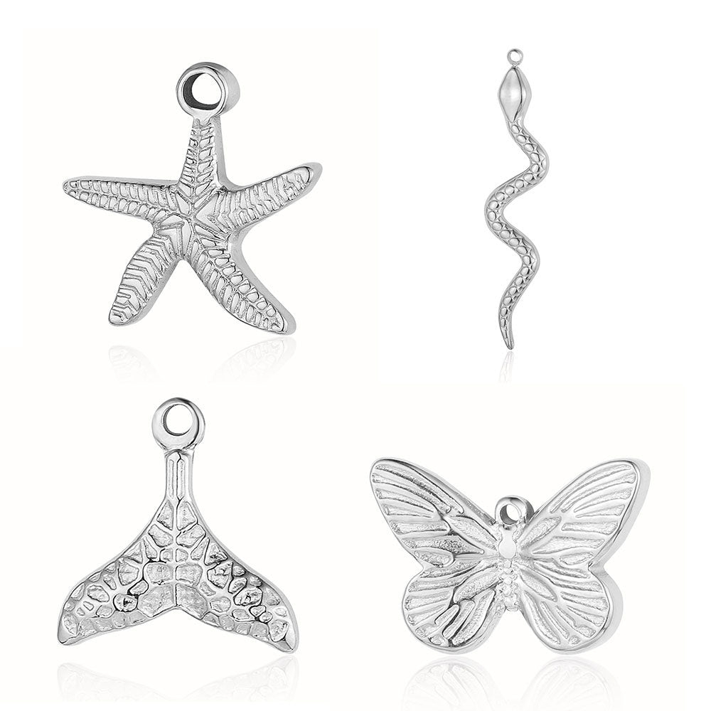 PD03 Pendant Dolphin Snake Butterfly Star Fish Sea Horse Mermaid Tail Pendant for DIY Necklace Bracelet Accessories