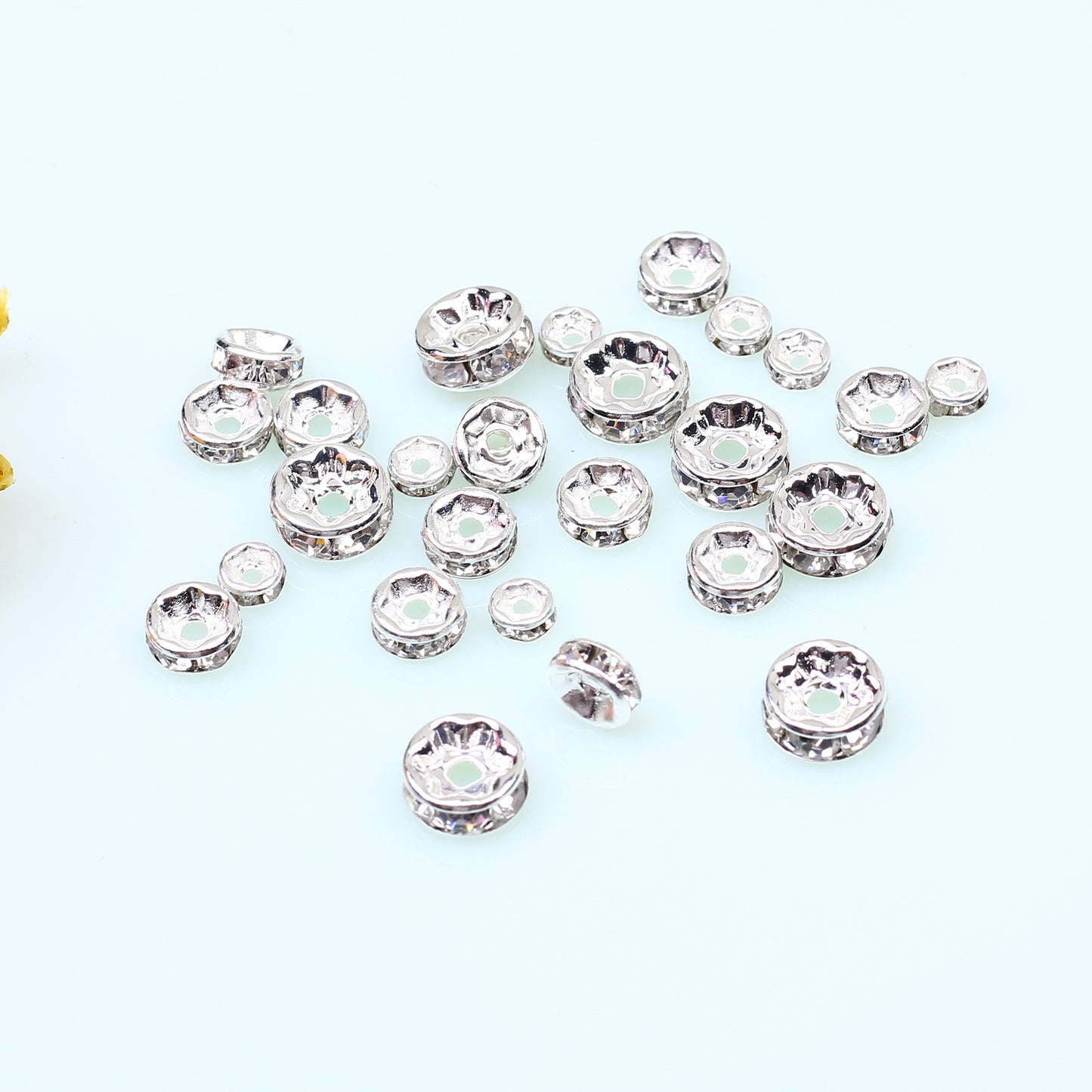 SPC17 Spacer Beads Zircon Bezel Diamond Shape Spacer Beads  for DIY Bracelet Necklace