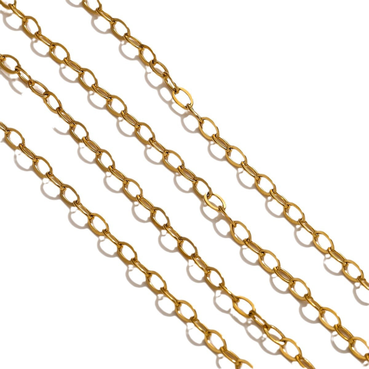 CH04 Flat O Shape Chain Long Cross Chains for DIY Bracelet Necklace 5 Meter Per Bag