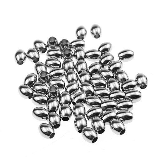 SPC65 Stainless Steel Oval Big Hole Spacer Charms Beads for DIY Bracelet