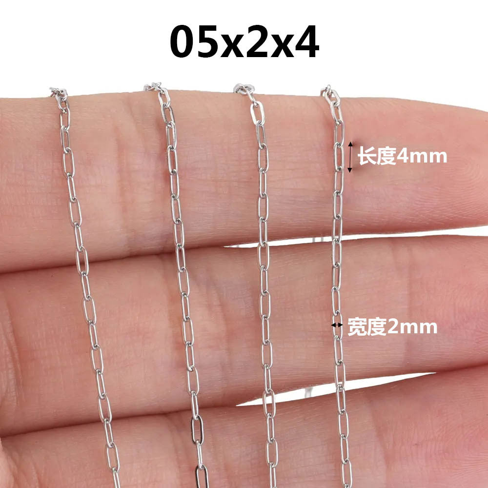 CH04 Flat O Shape Chain Long Cross Chains for DIY Bracelet Necklace 5 Meter Per Bag