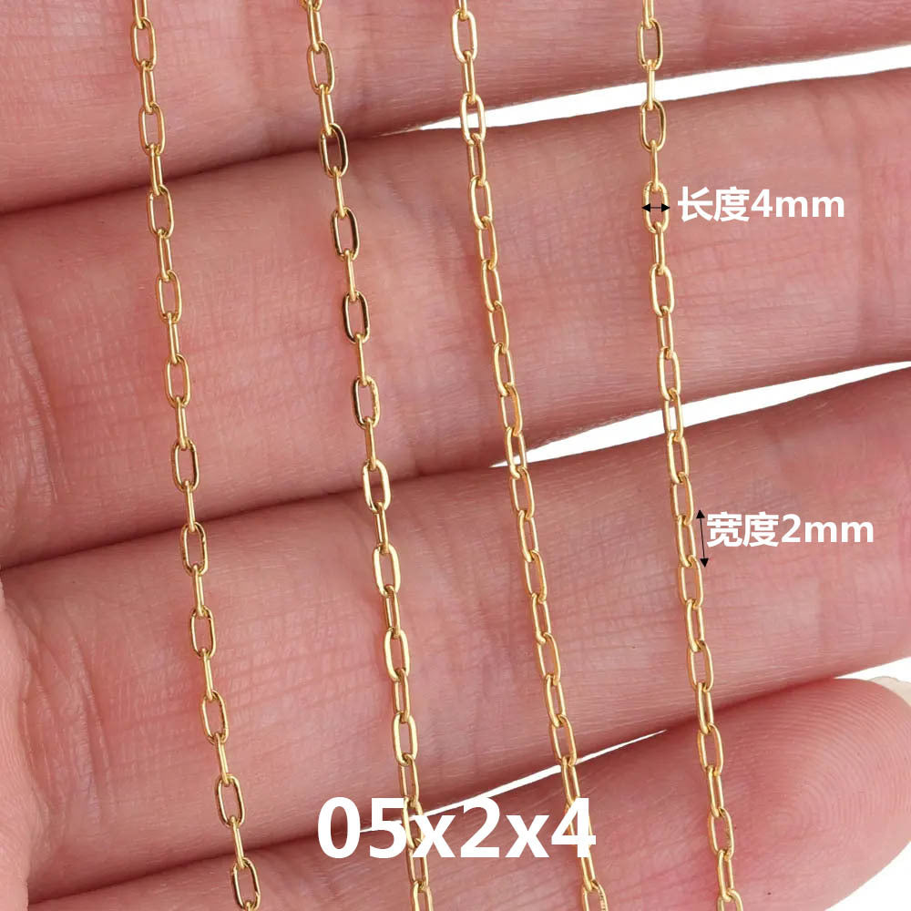 CH04 Flat O Shape Chain Long Cross Chains for DIY Bracelet Necklace 5 Meter Per Bag