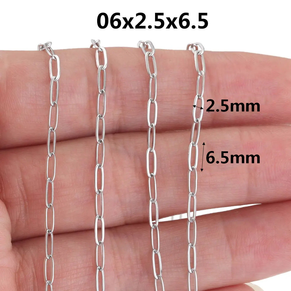 CH04 Flat O Shape Chain Long Cross Chains for DIY Bracelet Necklace 5 Meter Per Bag