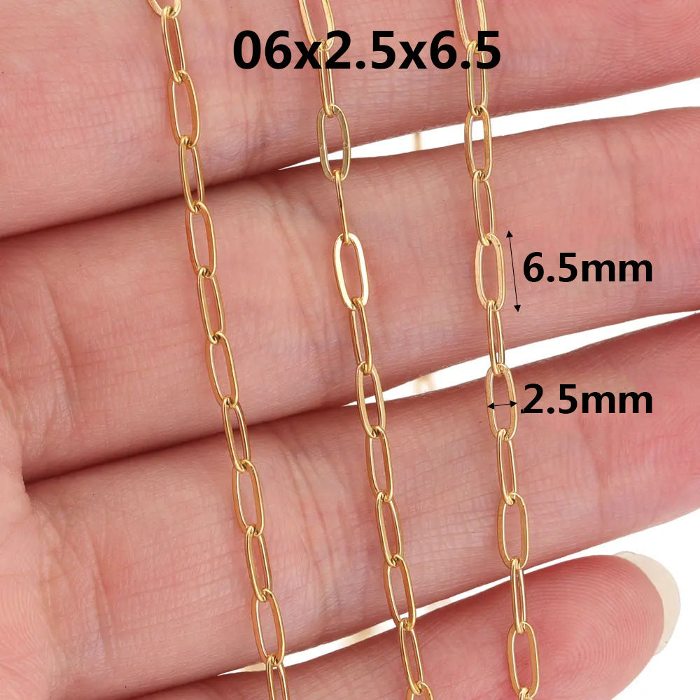 CH04 Flat O Shape Chain Long Cross Chains for DIY Bracelet Necklace 5 Meter Per Bag