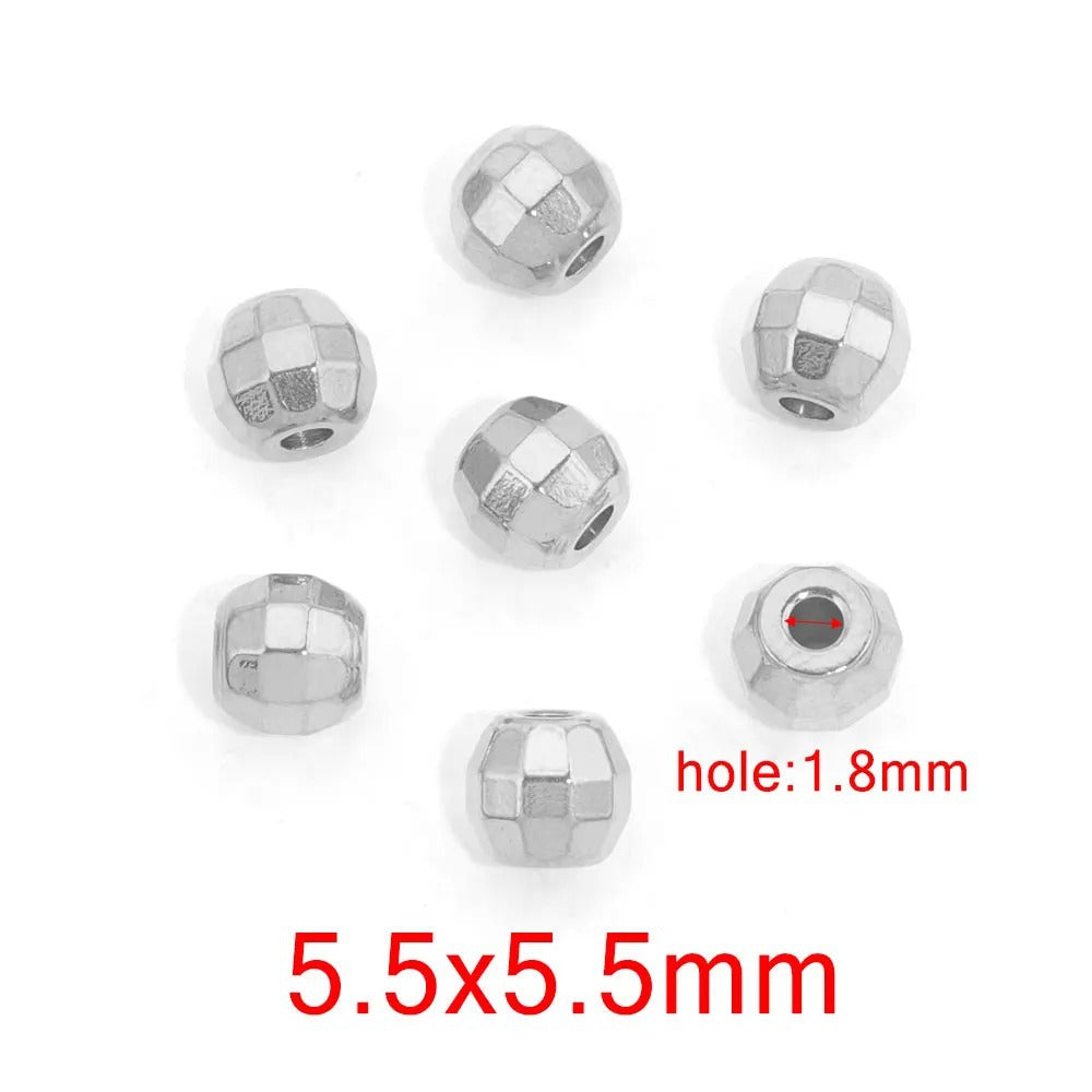 SPC58 Stainless Steel Faceted Spacer Beads for DIY Jewelry Making Bracelet Necklace Accessories