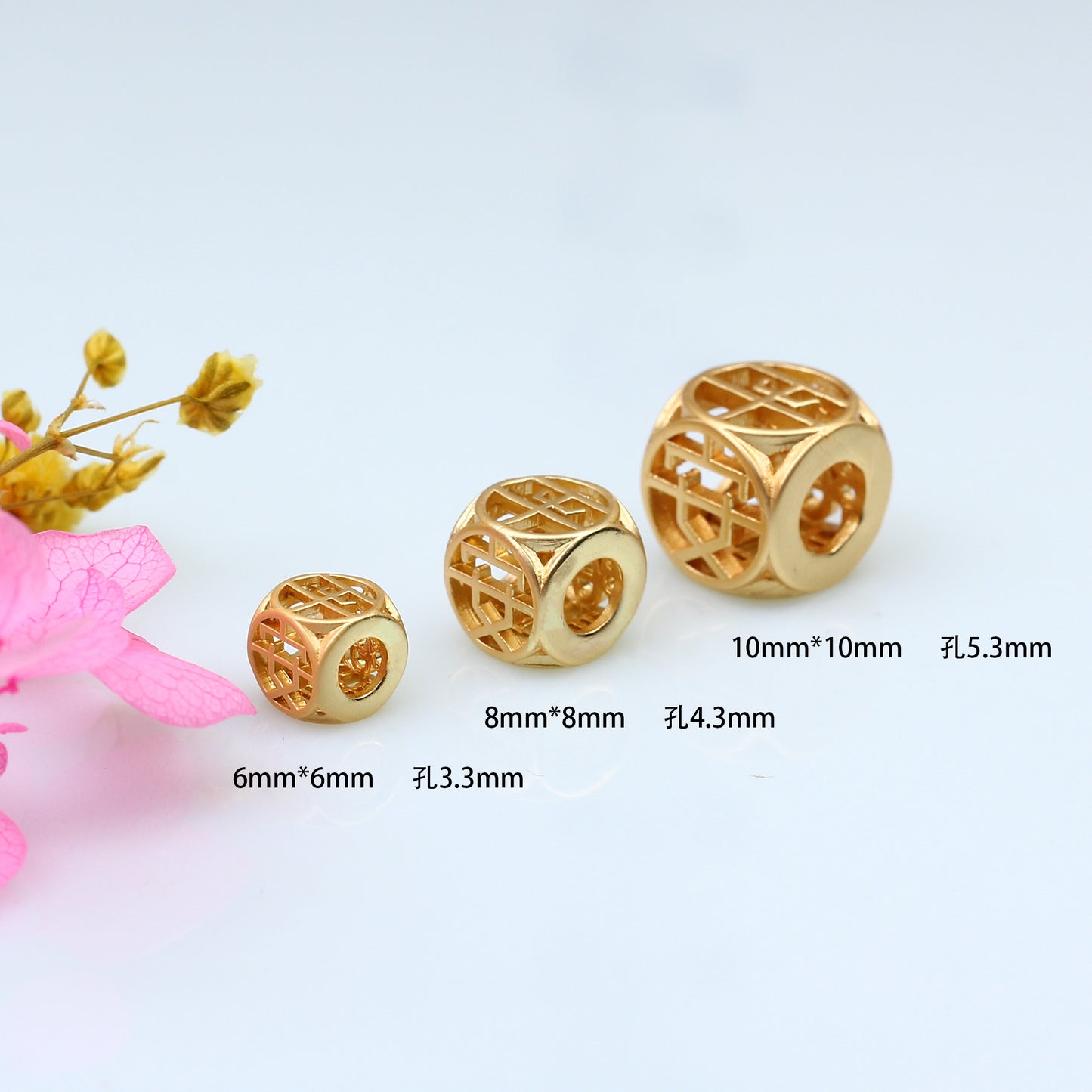 SPC09 Carved Spacer Beads PINGAN Lucky Chinese Letter DIY Accessories for Bracelet Necklace Jewelry Design