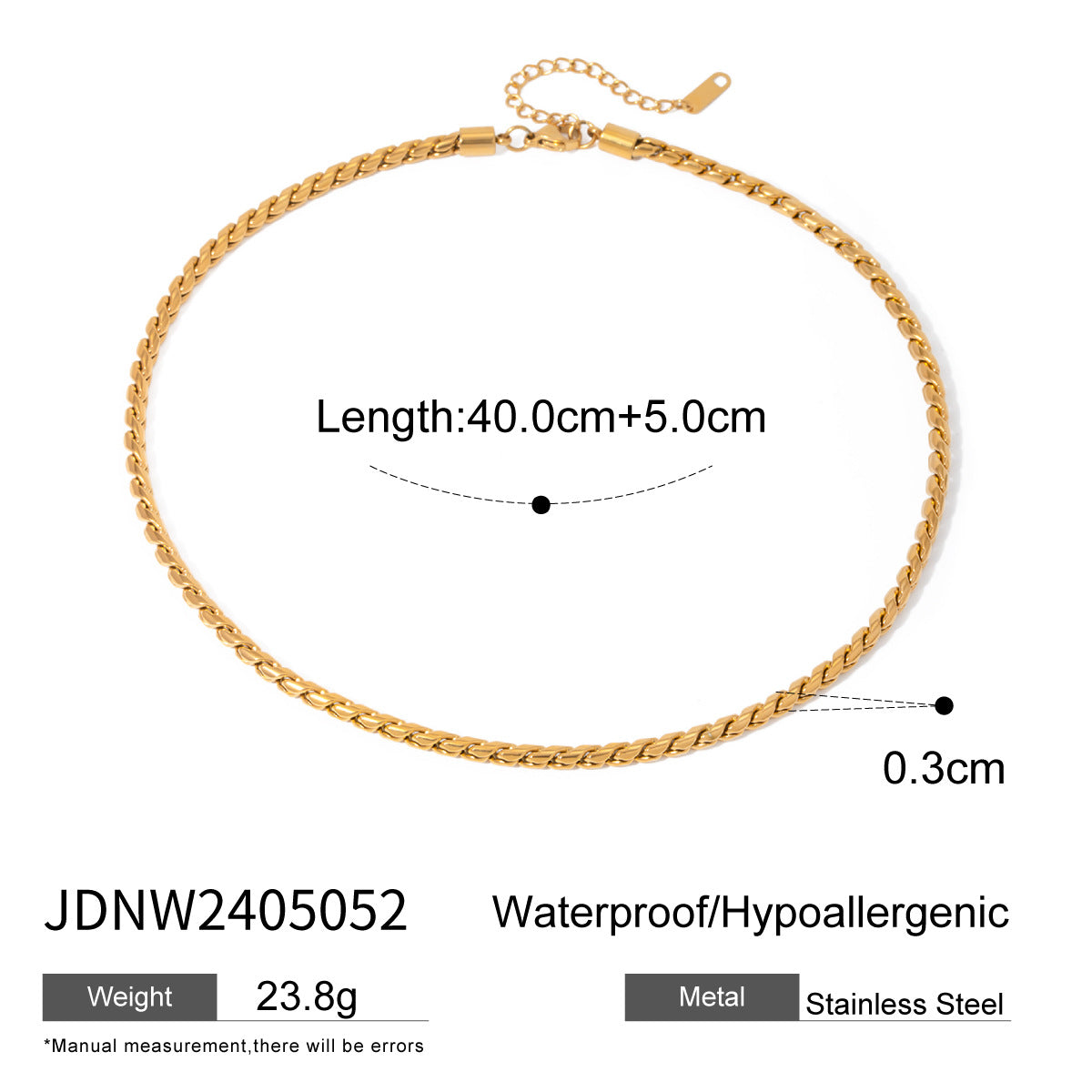 JDBW2405011 Stainless Steel 18k Gold Plated Chain Necklace Chain Bracelet for WOmen