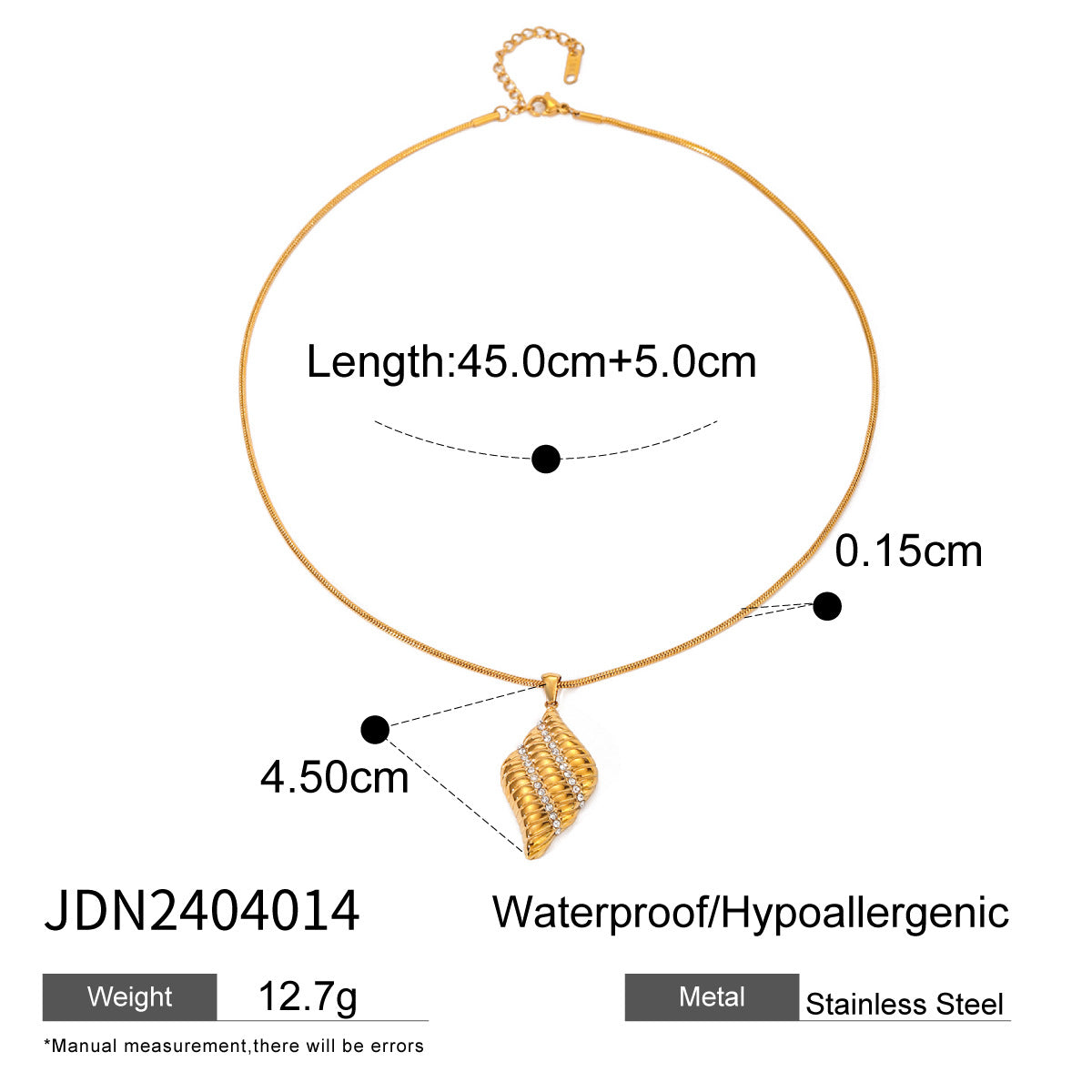 JDN2404014 Stainless Steel Necklace Ring Earrings Set Leather Shape Zircon Pendant Neclace