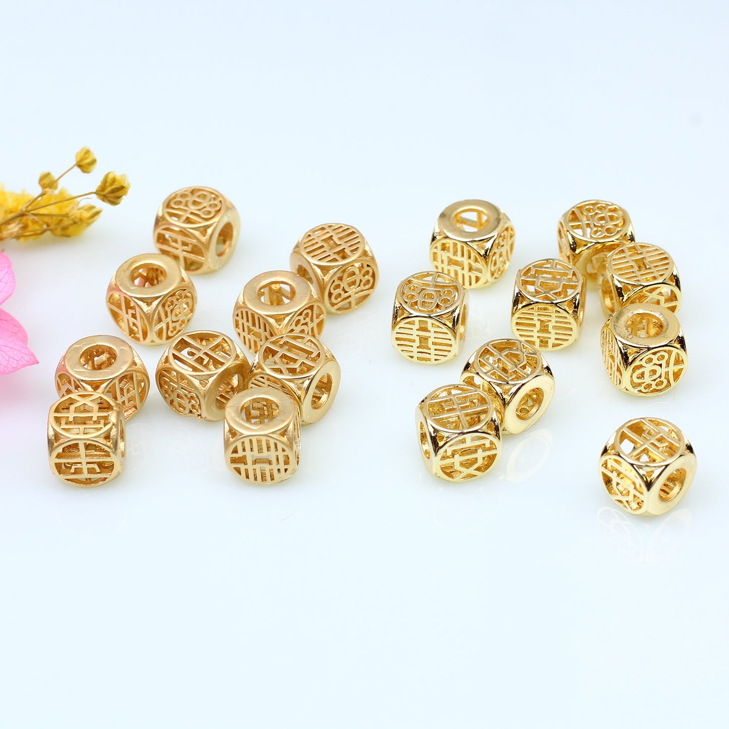 SPC09 Carved Spacer Beads PINGAN Lucky Chinese Letter DIY Accessories for Bracelet Necklace Jewelry Design