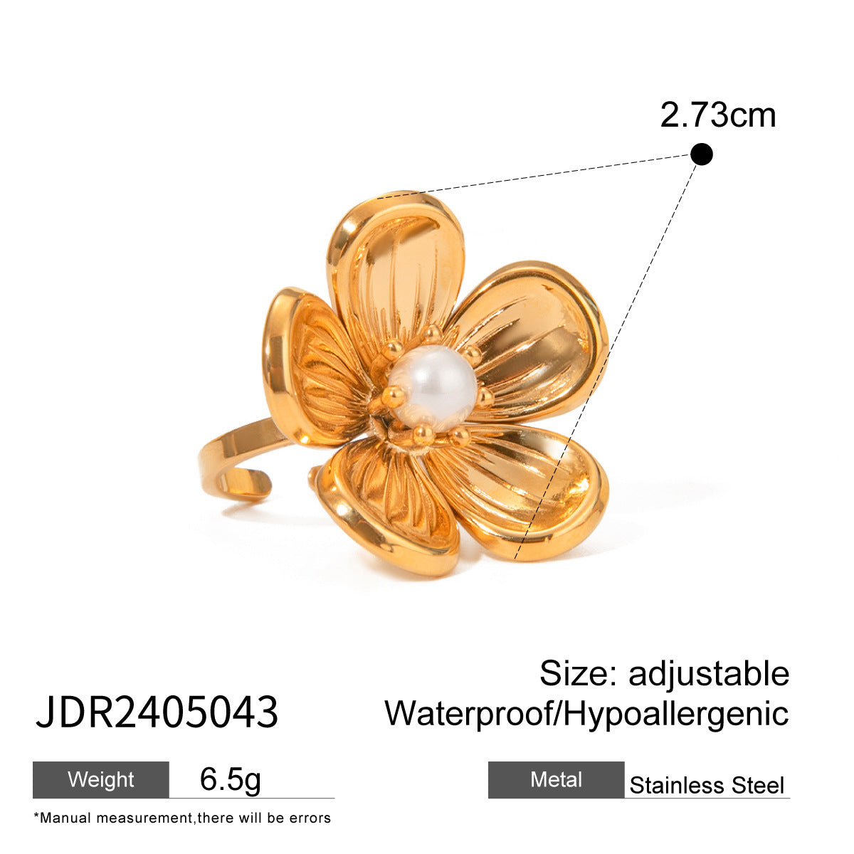 JDBW2305014 Stainless Steel Flower Pendant Necklace Earring Ring for Women