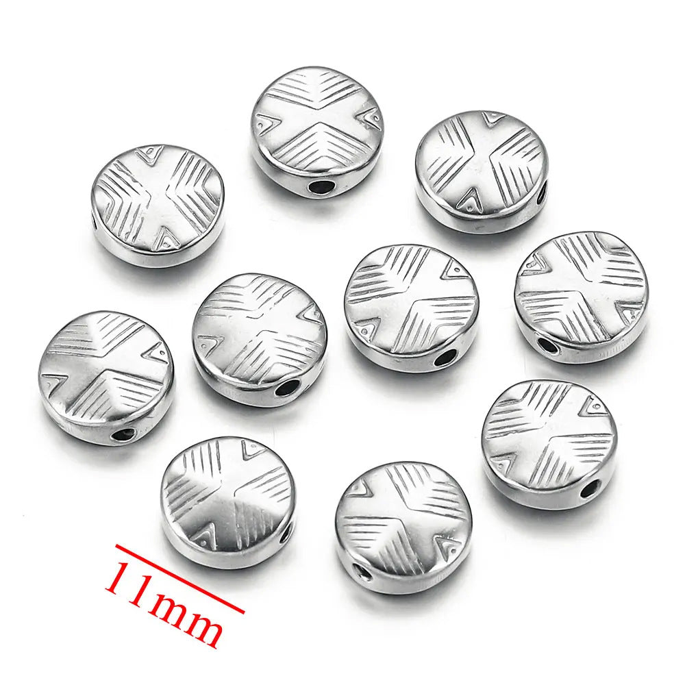 SPC39 Spacer Beads Stainless Steel Charms Beads Square Flat Oval for Bracelet DIY Necklace DIY Accessories