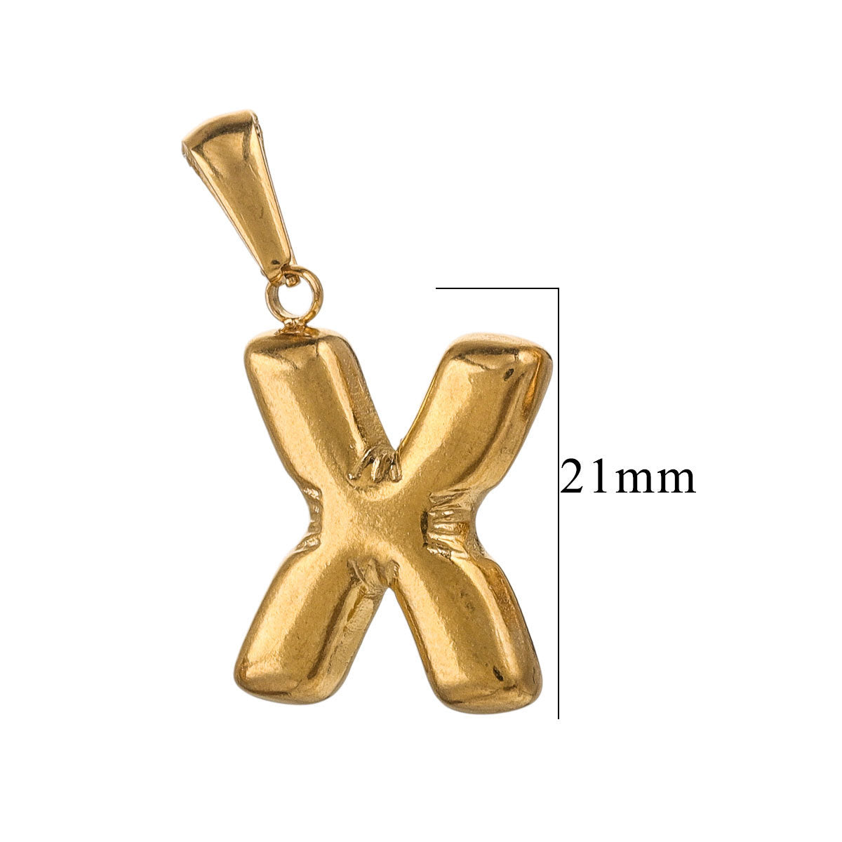 PD12 Puff Letter Pendant with Hook Stainless Steel No Tarnish Waterproof Golden Color Pendant