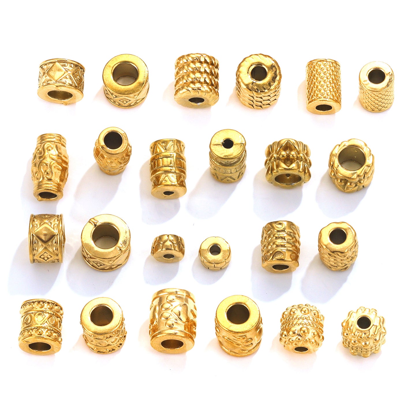 SPC49 Spacer Charms Beads Donut Barrel Carved Shape Beads for DIY Bracelet