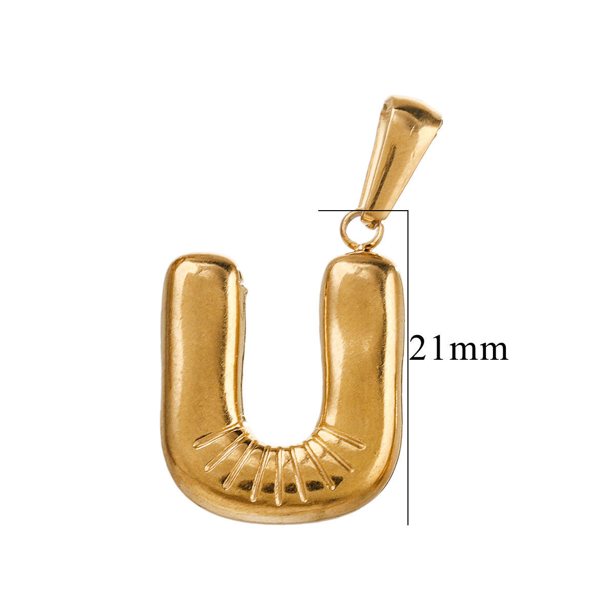 PD12 Puff Letter Pendant with Hook Stainless Steel No Tarnish Waterproof Golden Color Pendant