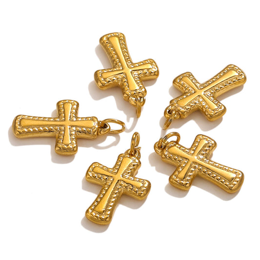 PD13 Stainless Steel Cross Pendant with hook Waterproof 18K Golden Color Pendant