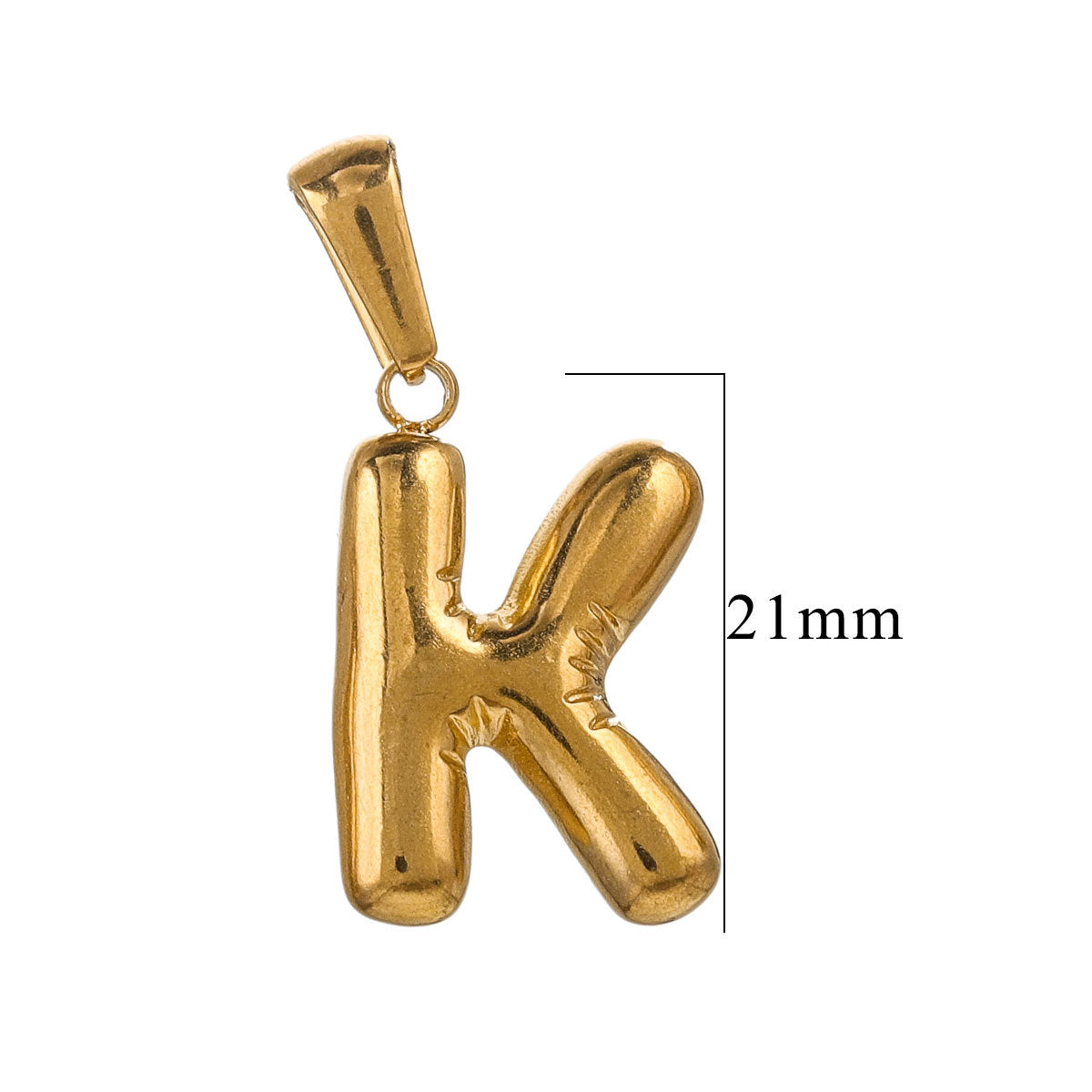 PD12 Puff Letter Pendant with Hook Stainless Steel No Tarnish Waterproof Golden Color Pendant