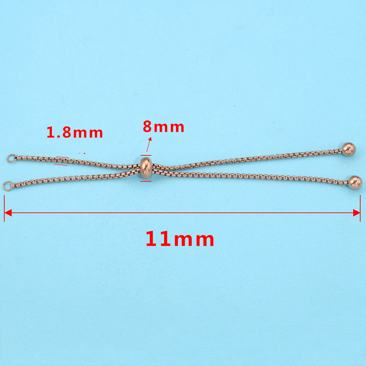 CH07 1.8mm Silicone Adjustable Chain Stainless Steel Bracelet Chain