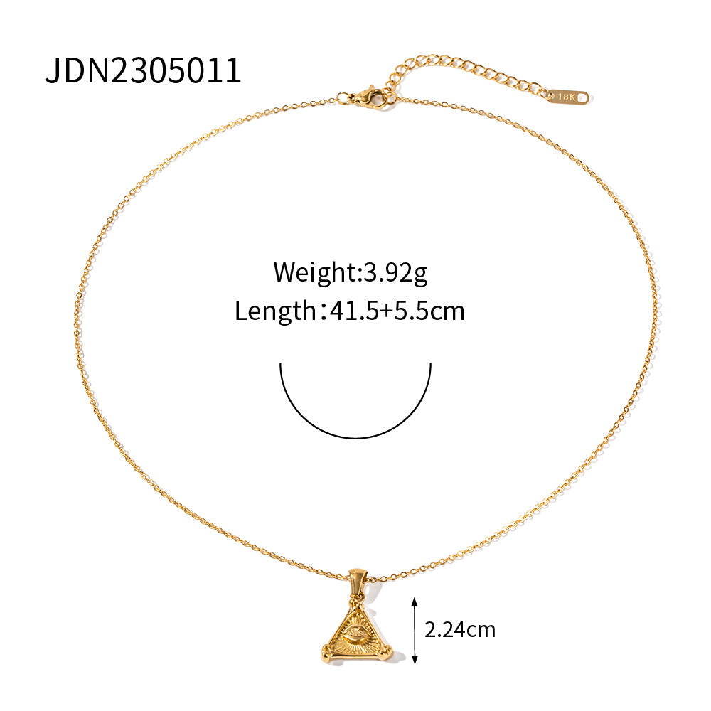 JDN2305011 Stainless Steel Triangle Evil Eye Pendant Necklace for Women