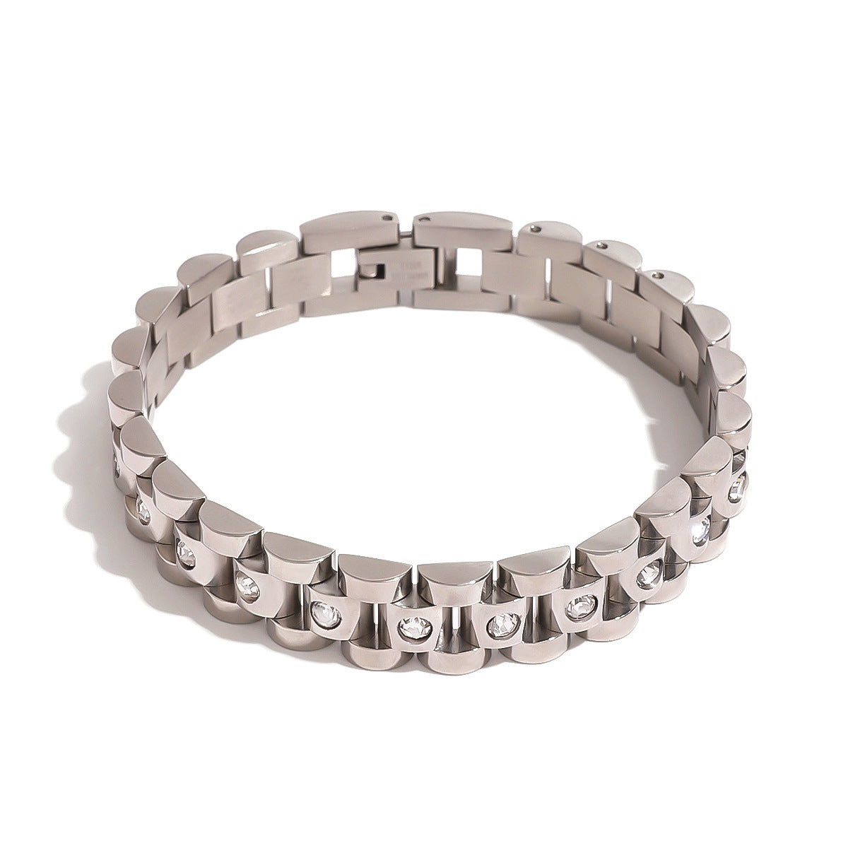 JDB2408015-S Stainless Steel Tennis Bracelet With Rhinestone