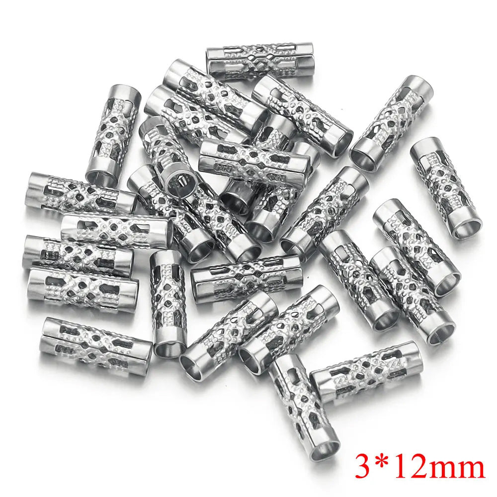 SPC57 Long Tube Shape Stainless Steel 3mm Spacer Hole for Beads Jewelry DIY