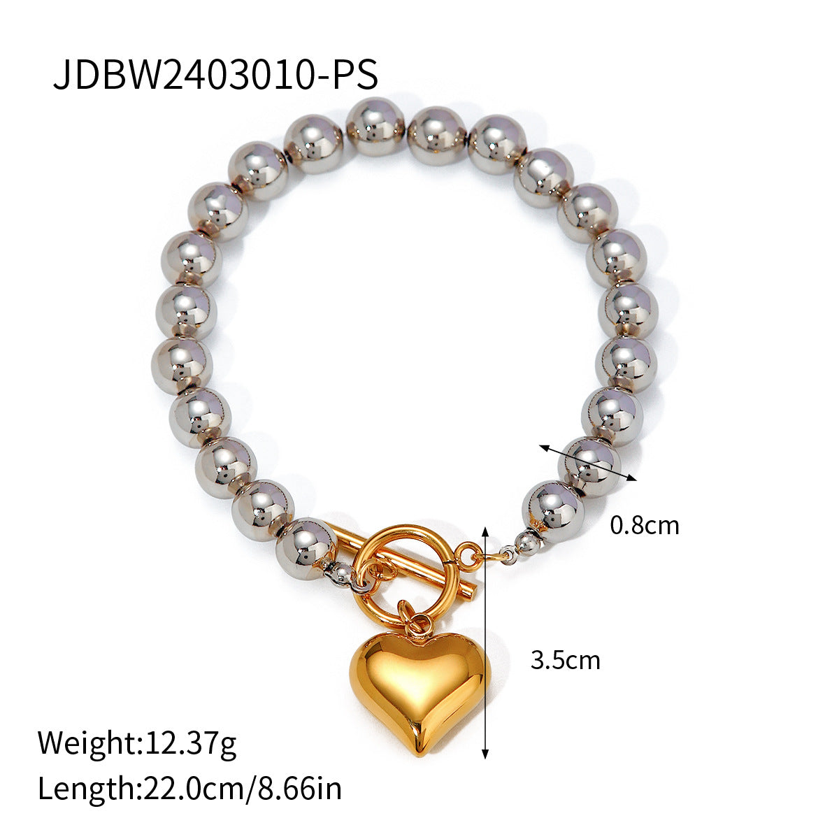 JDB2406002-PS Stainless Steel Bracelet With Zirconia and Pearl