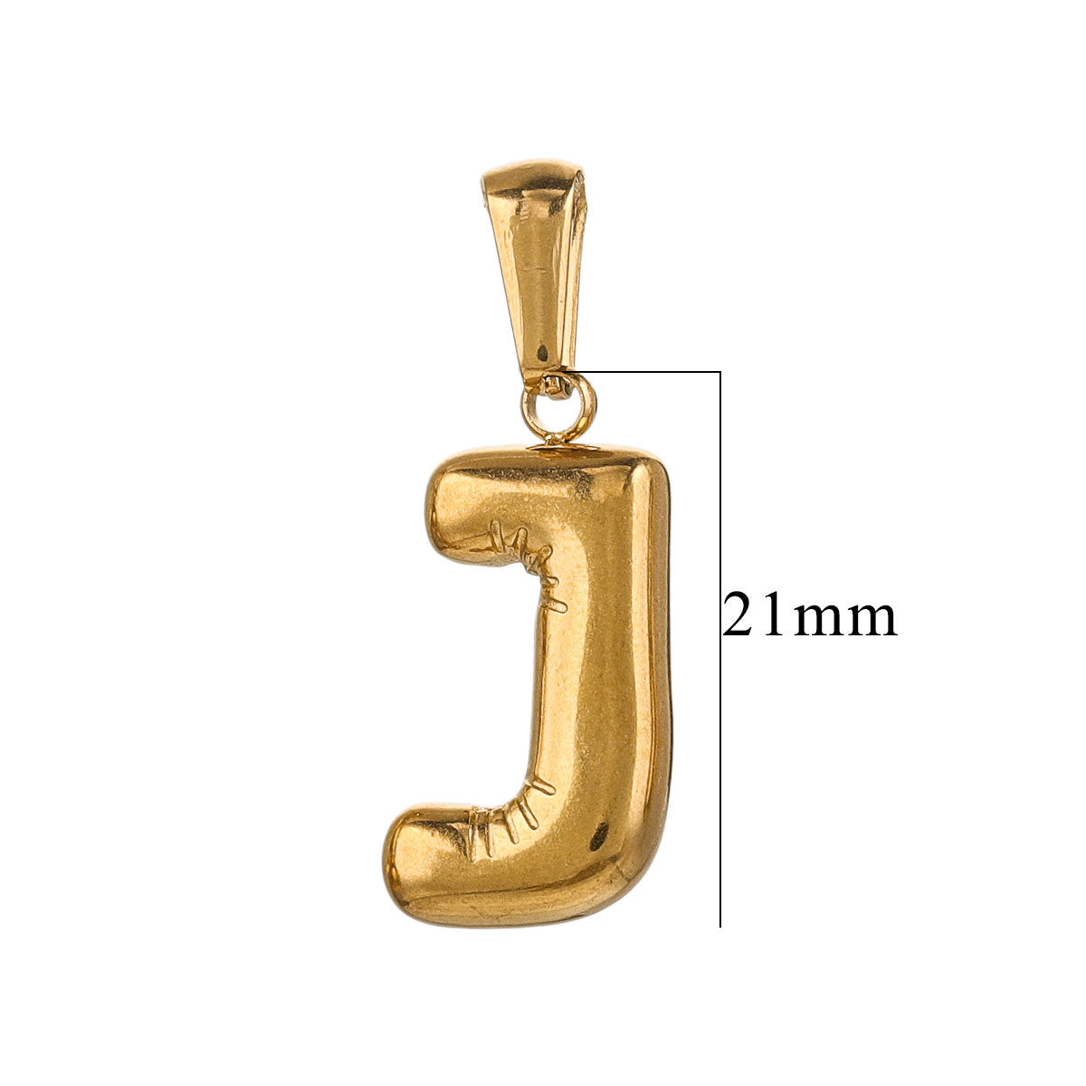 PD12 Puff Letter Pendant with Hook Stainless Steel No Tarnish Waterproof Golden Color Pendant