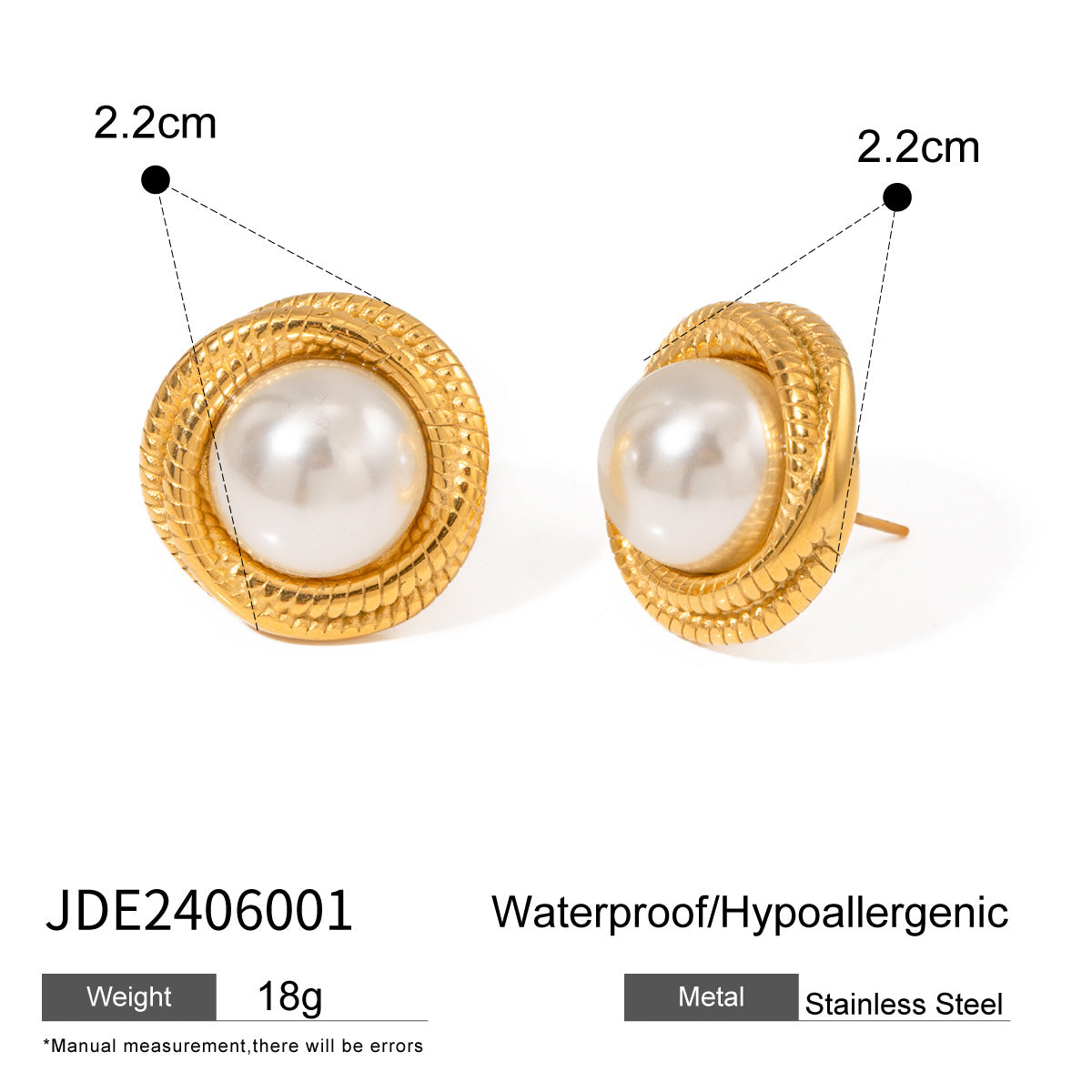 JDE2302103 Stainless Steel Earrings Pearl Shape Necklace with Flower Leaf Designed Earrings set