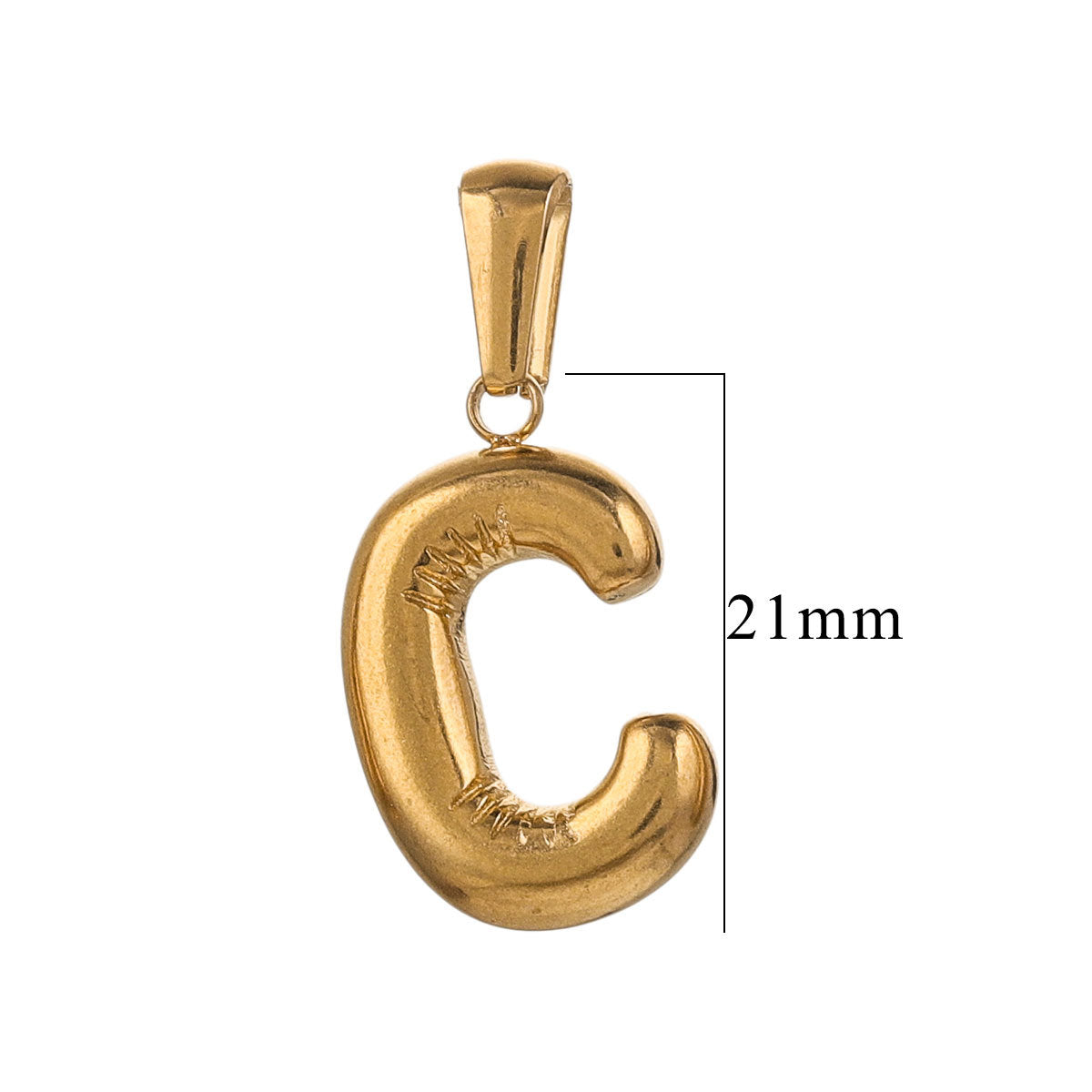 PD12 Puff Letter Pendant with Hook Stainless Steel No Tarnish Waterproof Golden Color Pendant