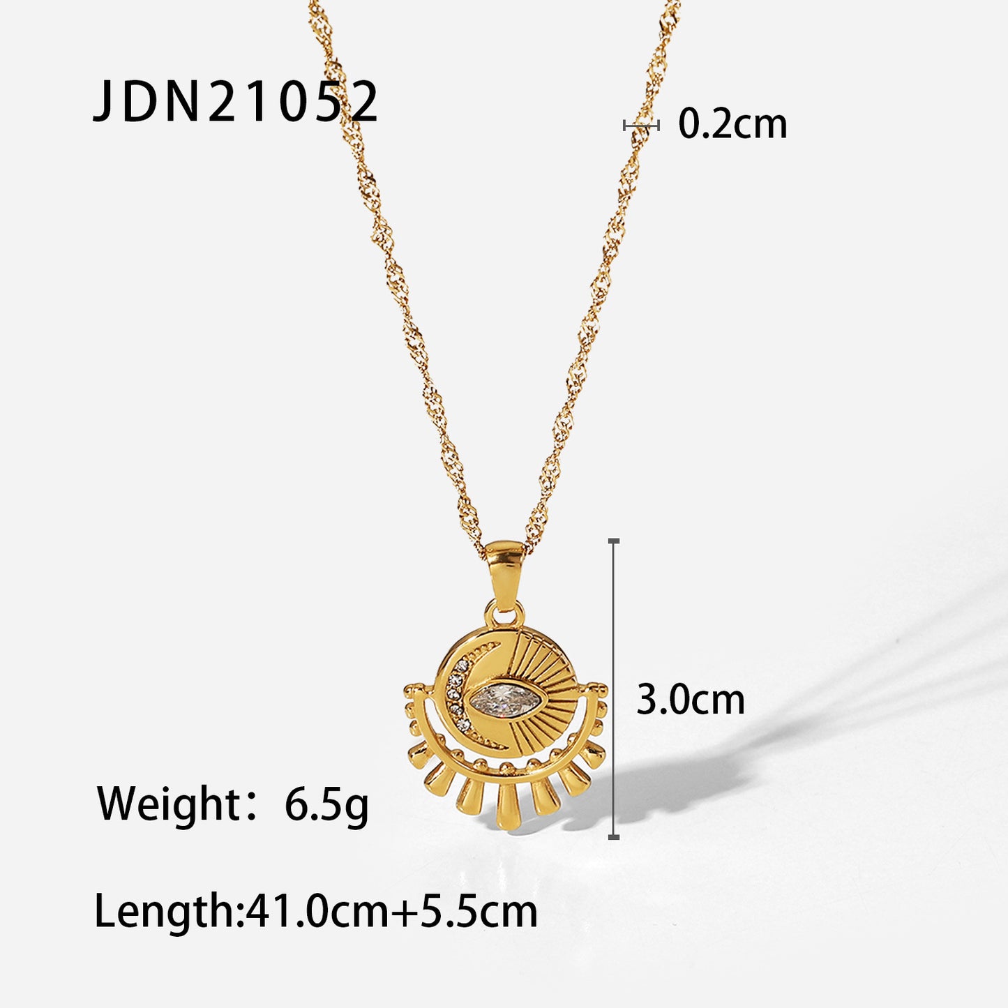 JDN20292  Stainless Steel Octagram Pendant 8 Point of Star Choker Necklace for Women