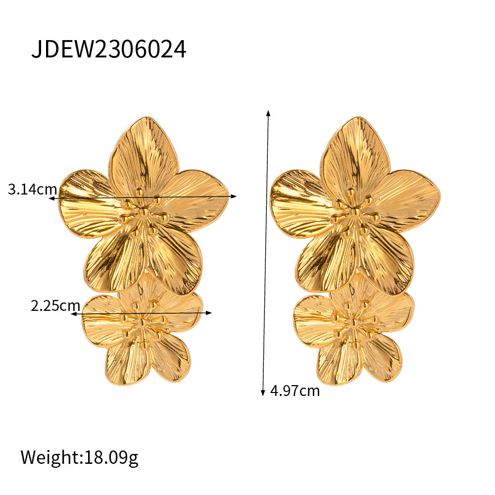 JDBW2305014 Stainless Steel Flower Pendant Necklace Earring Ring for Women