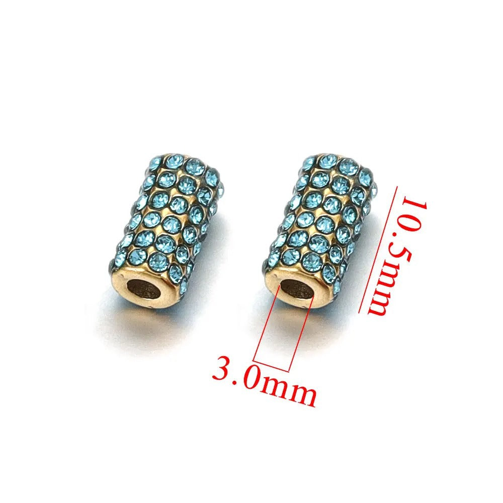 SPC61 Stainless Steel Zircon Spacers Charms Beads for DIY Bracelet Making