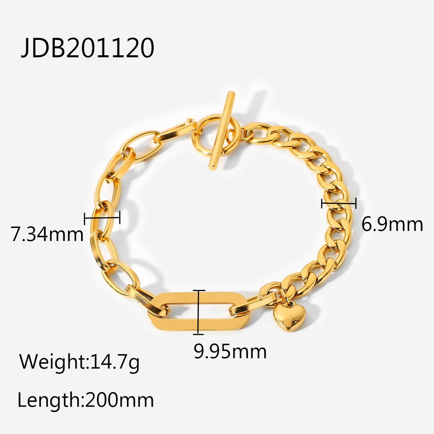 JDB2 Bracelet Stainless Steel Bracelet no Tarnish Waterproof Chain Bracelet for Women