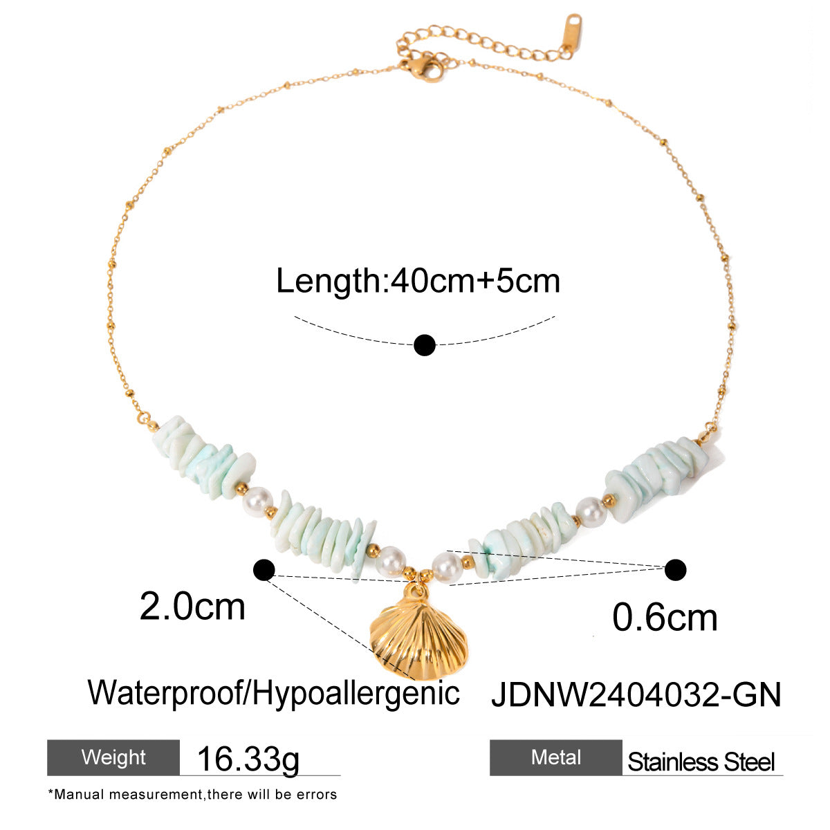 JDBW2403022 18K Gold Plated Stainless Steel Necklace Bracelet set Ocean Style Star Fish Shell Design Jewelry