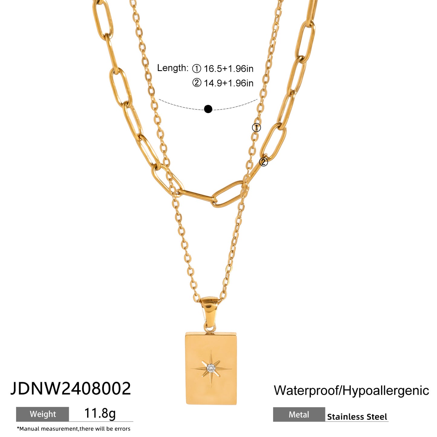 JDNW2408002 Double Layer two in one Chain Necklace with Pendant Necklace for Women