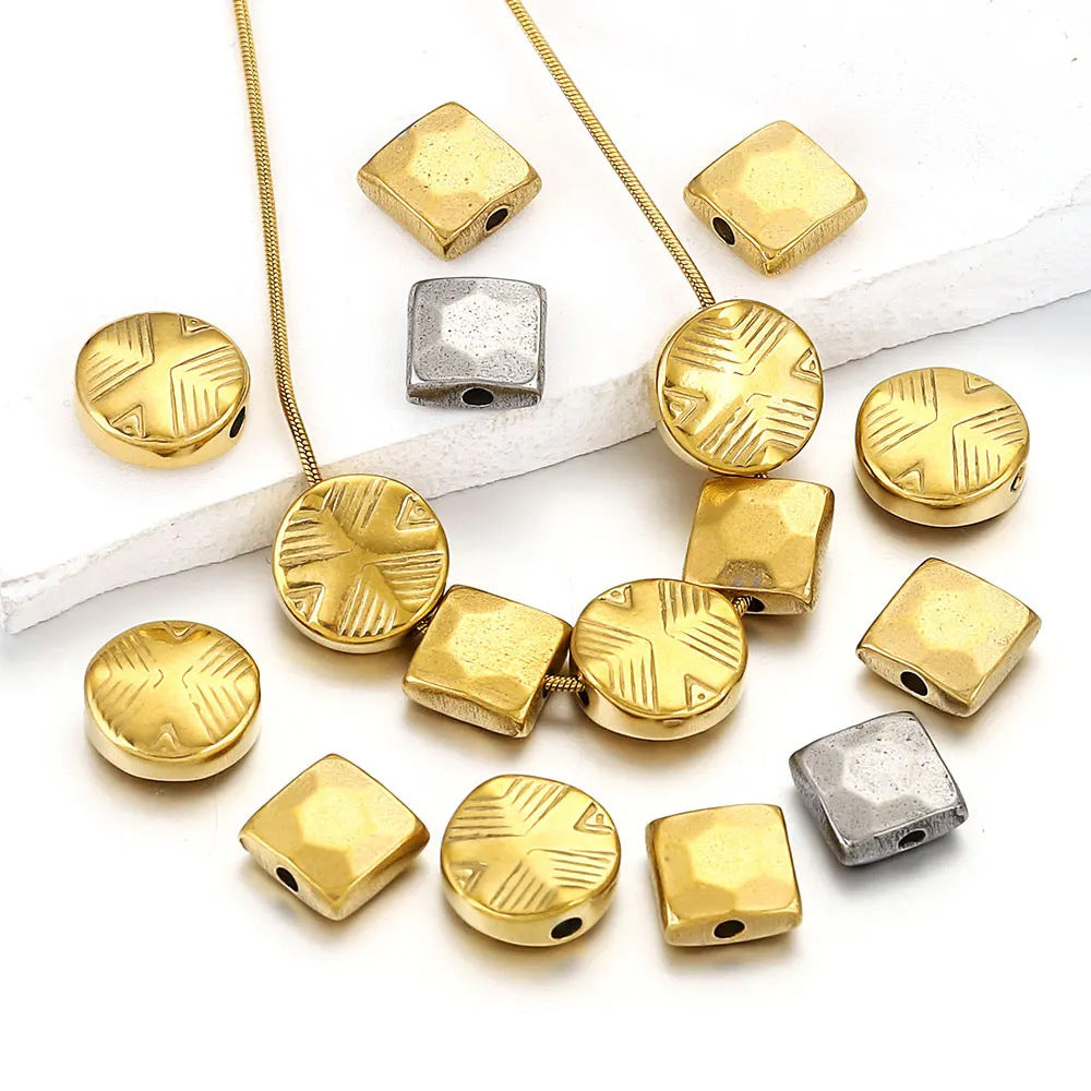 SPC39 Spacer Beads Stainless Steel Charms Beads Square Flat Oval for Bracelet DIY Necklace DIY Accessories