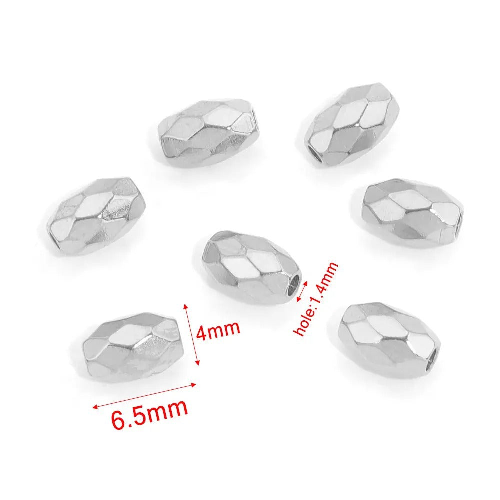 SPC58 Stainless Steel Faceted Spacer Beads for DIY Jewelry Making Bracelet Necklace Accessories