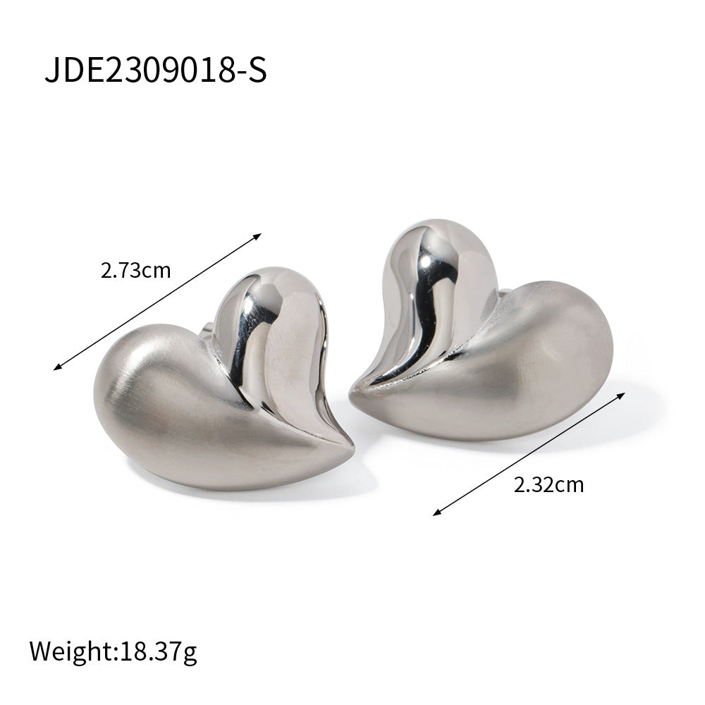 JDN2309007 Stainless Steel Heart Pendant Necklace Earring Set Jewelry set Waterproof Chain Necklace for Women