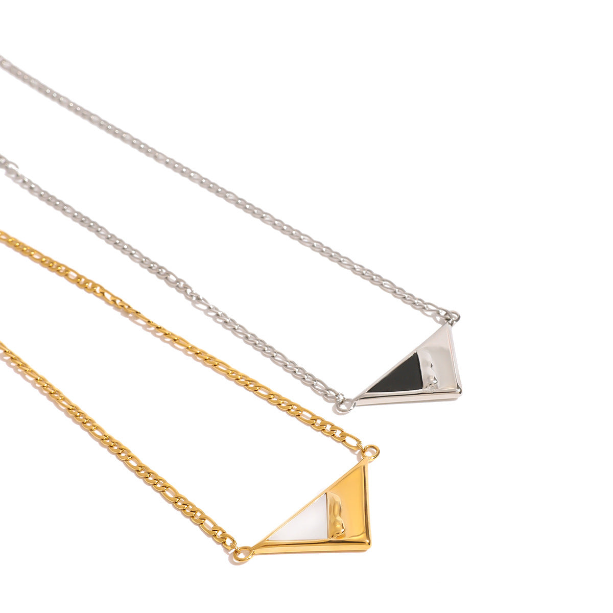 JDN2409053 Triangle Shape Pendant Necklace Stainless Steel Necklace